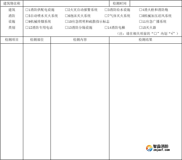 建筑消防設(shè)施檢測(cè)記錄表